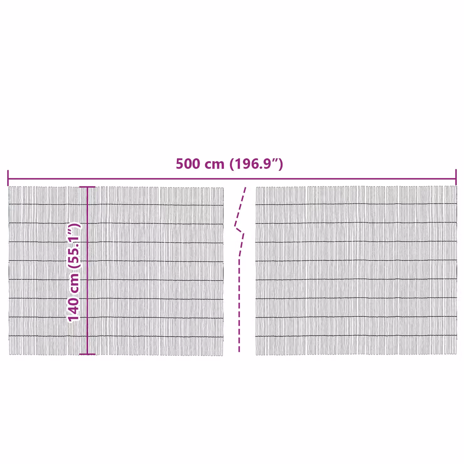 Berkfield Brown Woven Reed Garden Fence Mat, W: 500 cm, H: 140 cm – 4