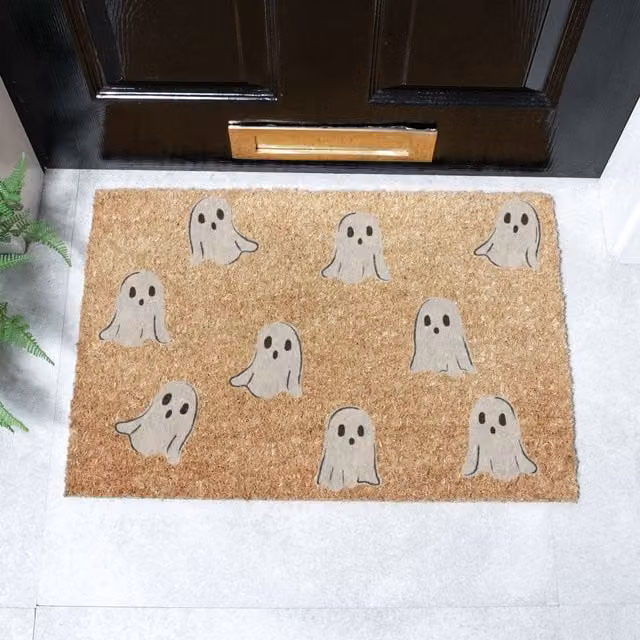 Artsy Mats Ghost Pattern Coir Doormat in Brown, W: 60 cm, D: 40 cm