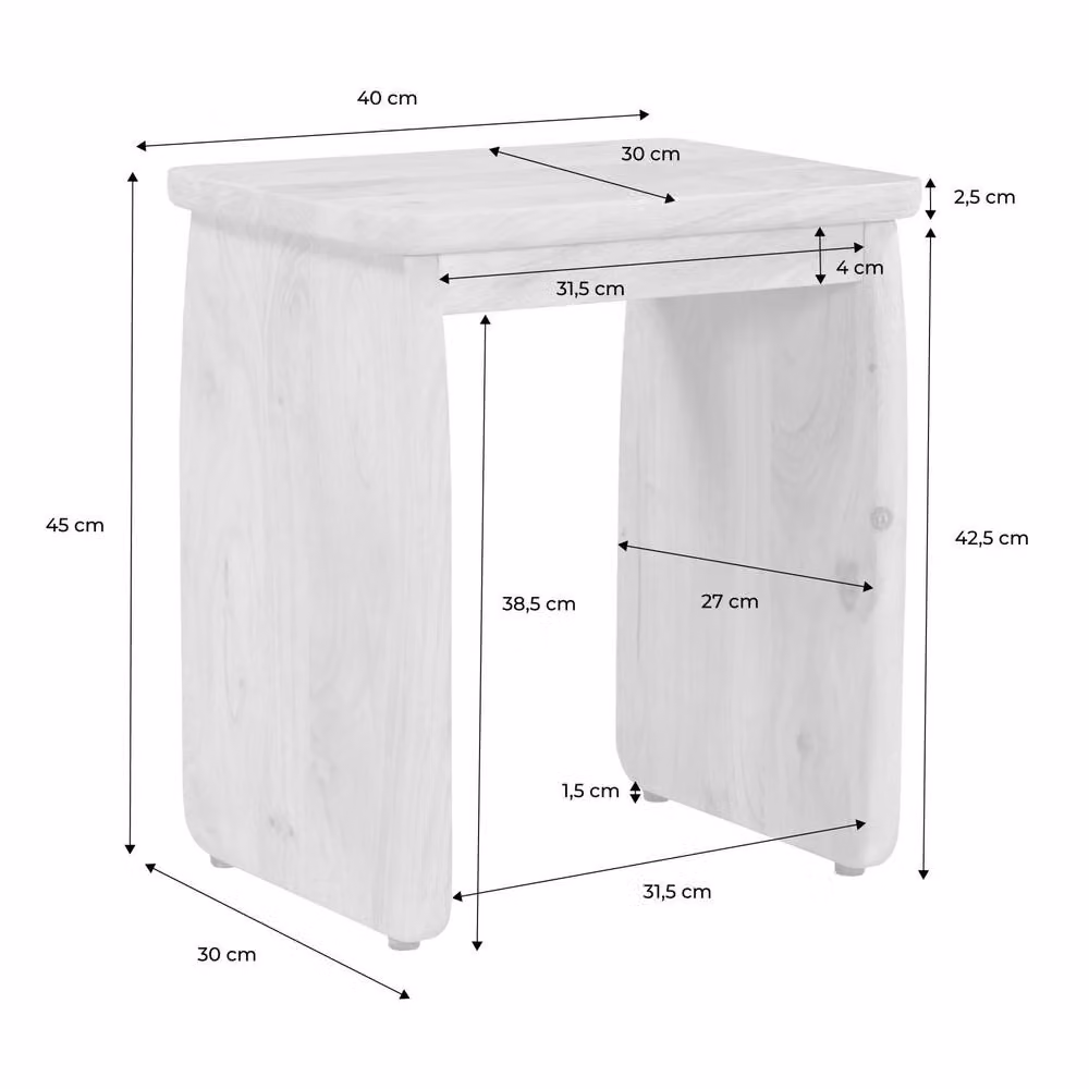 sweeek Exotic Acacia Wood Bedside Table in Dark Brown, W/D/H: 45.0 x 30.0 x 40.0 cm – 4