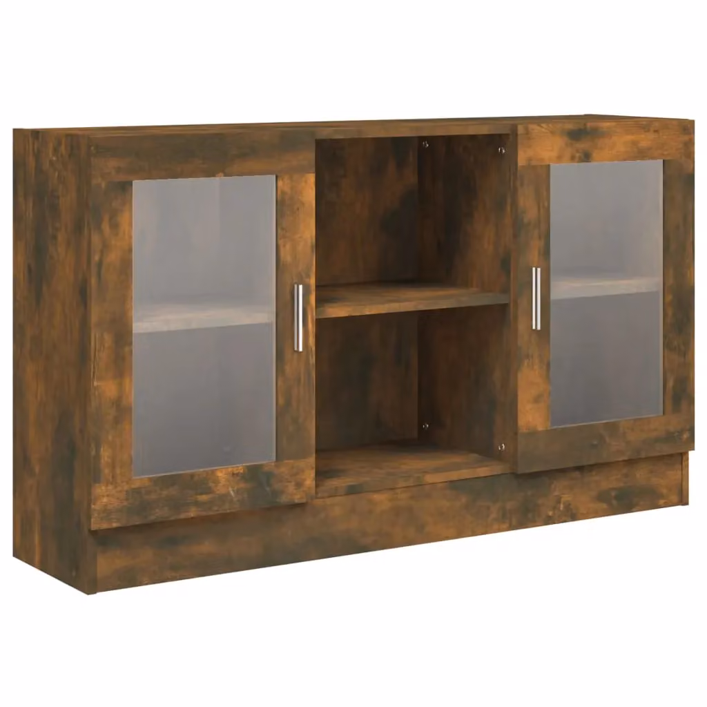 Berkfield Home Vitrine Cabinet in Smoked Oak Brown with Glass Doors, W/D/H: 120 x 30.5 x 70 cm – 2