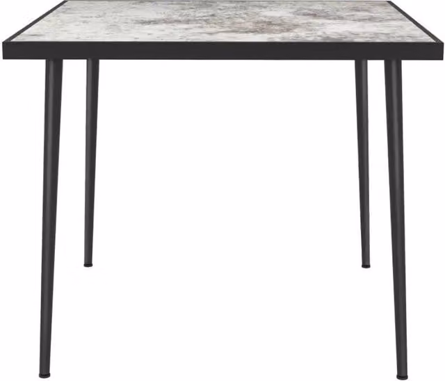 Chilli Seating Arizona Square Outdoor Dining Table with Grey Marble Effect Tempered Glass Top