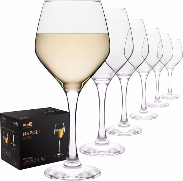 Homiu Set of 6 Transparent Crystal Wine Glasses