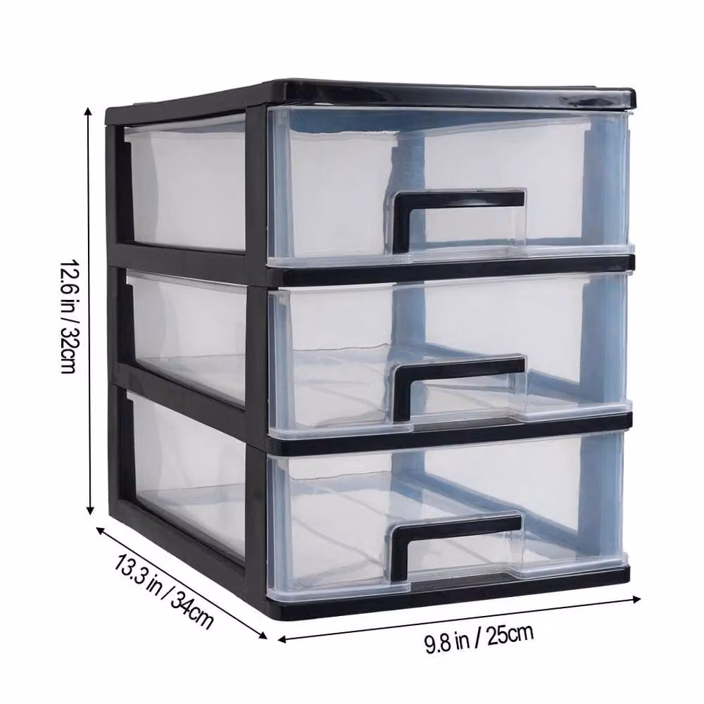 EONLION Black and Transparent Desktop Storage Box Desk Drawer Organiser – 2