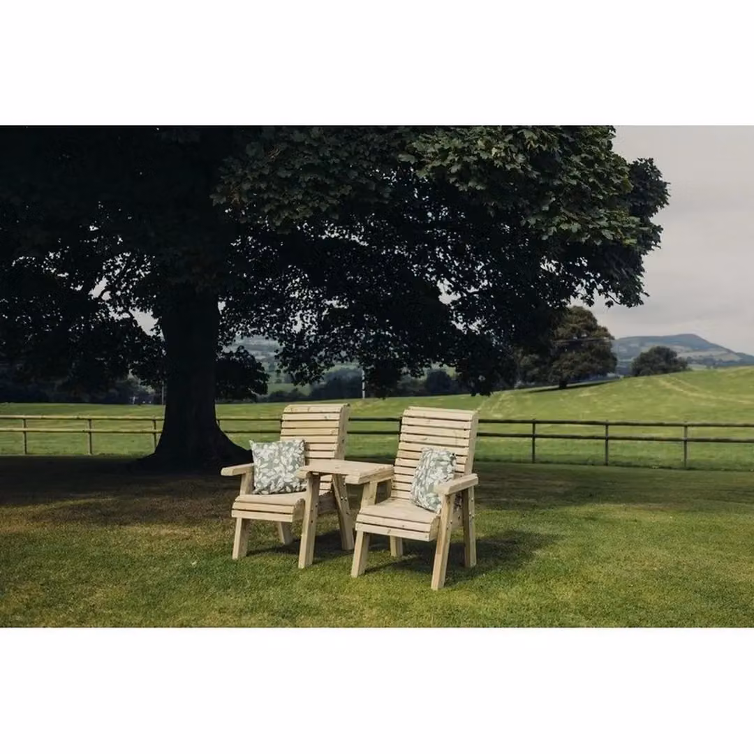 Churnet Valley Garden Furniture Ltd Ergonomical Love Seat in Brown with Upholstered Cushions and Solid Treated Hardwood Frame – 3
