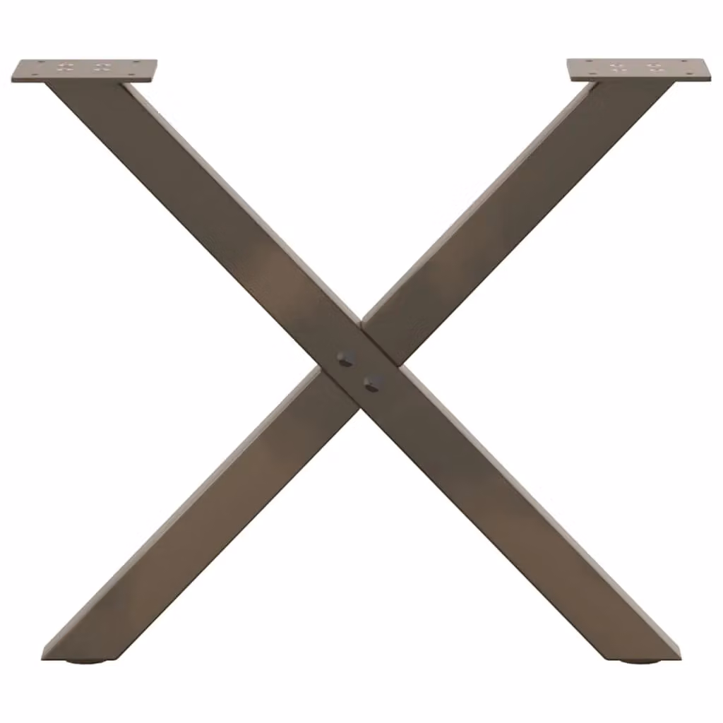 Berkfield Home X-Shaped Coffee Table Legs, 2 Pieces, Brown Steel, H: 60 cm, W: 42.5 cm – 2