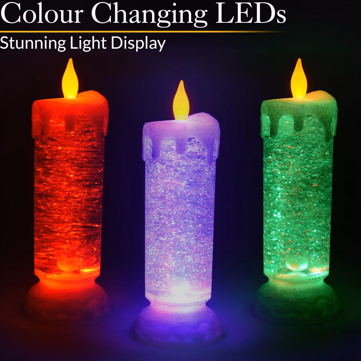 Christow Christmas Glitter Colour Changing LED Water Spinner Decoration, Multicolour, H: 24 cm – 3