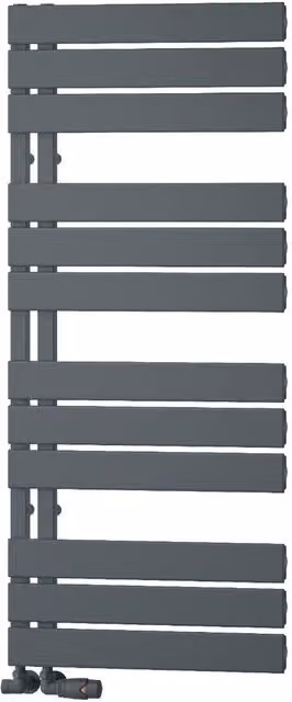 Bathroom Kingdom Vada Anthracite Flat Panel Aluminium Heated Towel Rail, Grey, H: 119 cm, W: 50 cm, D: 5 cm