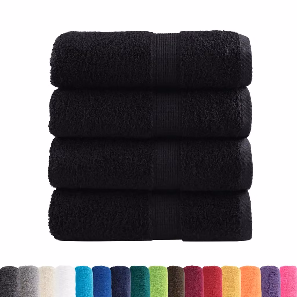Berkfield Home SOLUND Premium Cotton Soap Towels, Black, 4 Pack, W/D/H: 30 x 30 x 30 cm, 600 gsm – 2