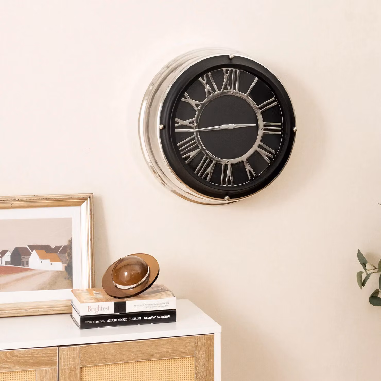 Costway Modern Silent Non-Ticking Round Quartz Wall Clock in Black, Diameter: 44.45 cm – 3