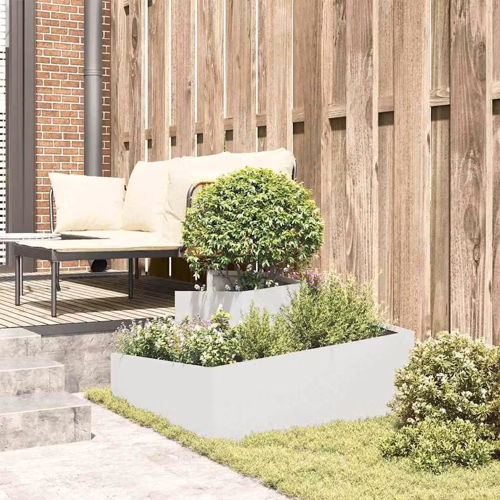 Berkfield Home Modern Rectangular Planter in White, W/D/H: 80 x 80 x 50 cm – 3