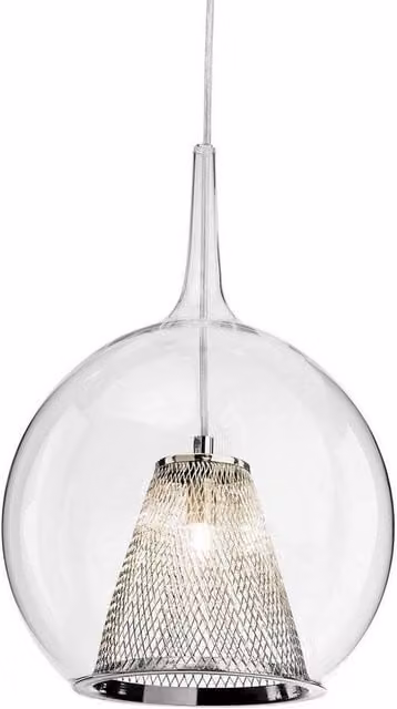 Netlighting Arlo Single Light Ceiling Pendant in Chrome with Transparent Glass Sphere and G9 Bulb Compatibility
