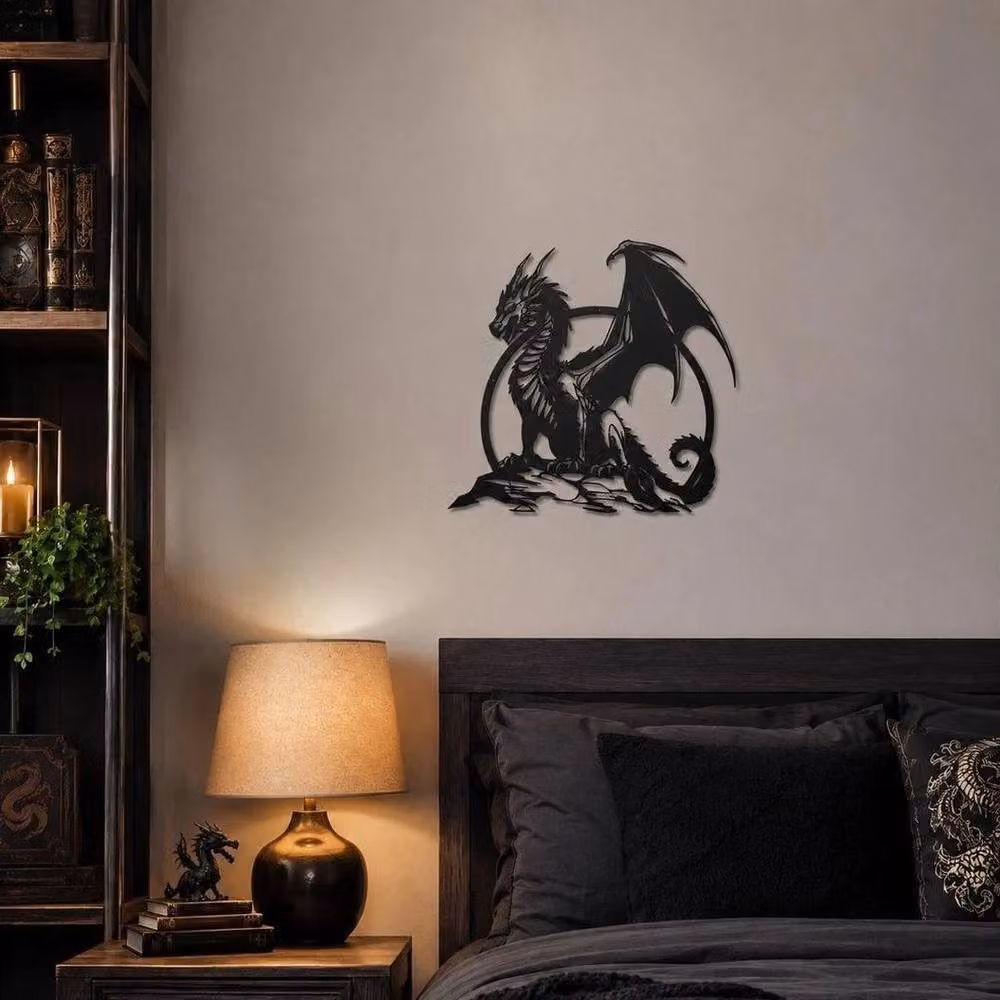 PAWNORA Black Metal Dragon Wall Art Iron Sculpture – 3