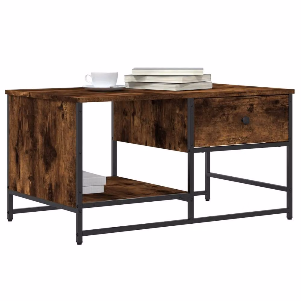Berkfield Home Smoked Oak Coffee Table in Brown, W: 85.5 cm, D: 51 cm, H: 45 cm – 3
