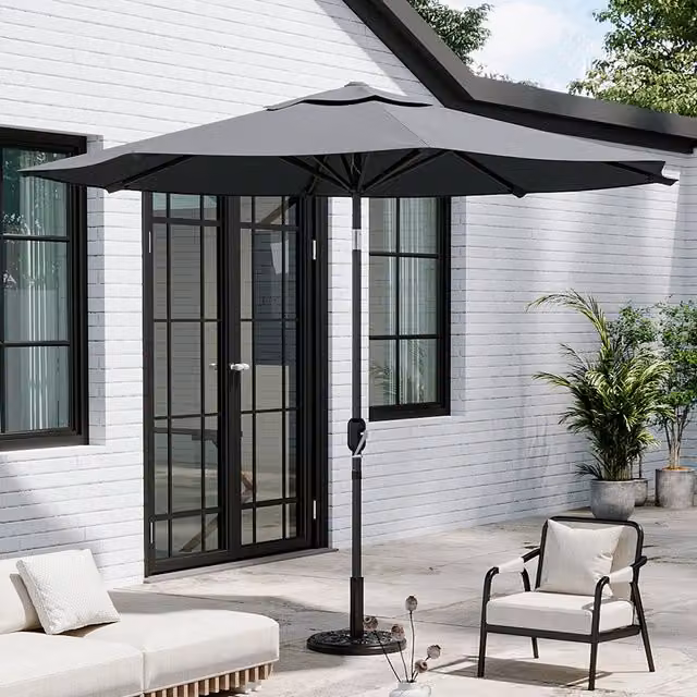 Breeins Traditional Patio Umbrella with Concrete Base in Anthracite Grey, Diameter: 300 cm