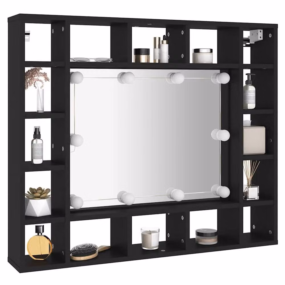 Berkfield Home LED Mirror Cabinet in Black, W/D/H: 91 x 15 x 76.5 cm – 2