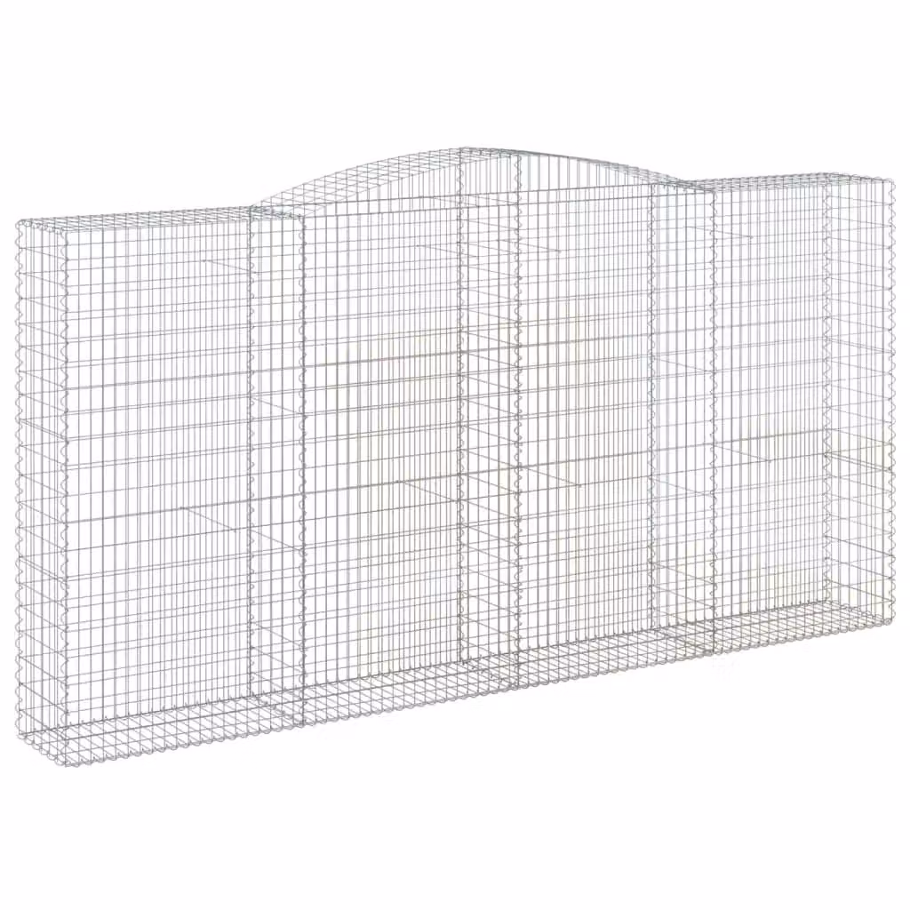 Berkfield Home Arched Gabion Basket in Silver Galvanised Steel, W: 400 cm, D: 50 cm, H: 200-220 cm – 2