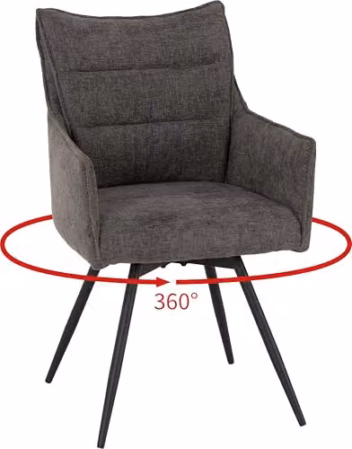 Seconique Lewis Carver Grey Fabric Swivel Armchair Pair – 4