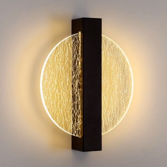 Pheashine Modern Acrylic and Metal LED Wall Lamp, Warm White, Black, Diameter: 25 cm – 1