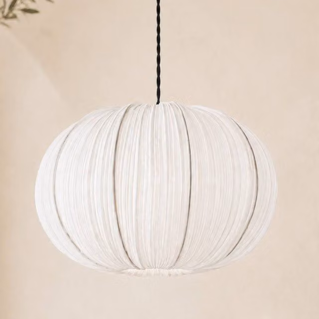 CGC Lighting Palmira White Large Oval Ruffled Silk Fabric Lampshade W: 45 cm, H: 28 cm – 1
