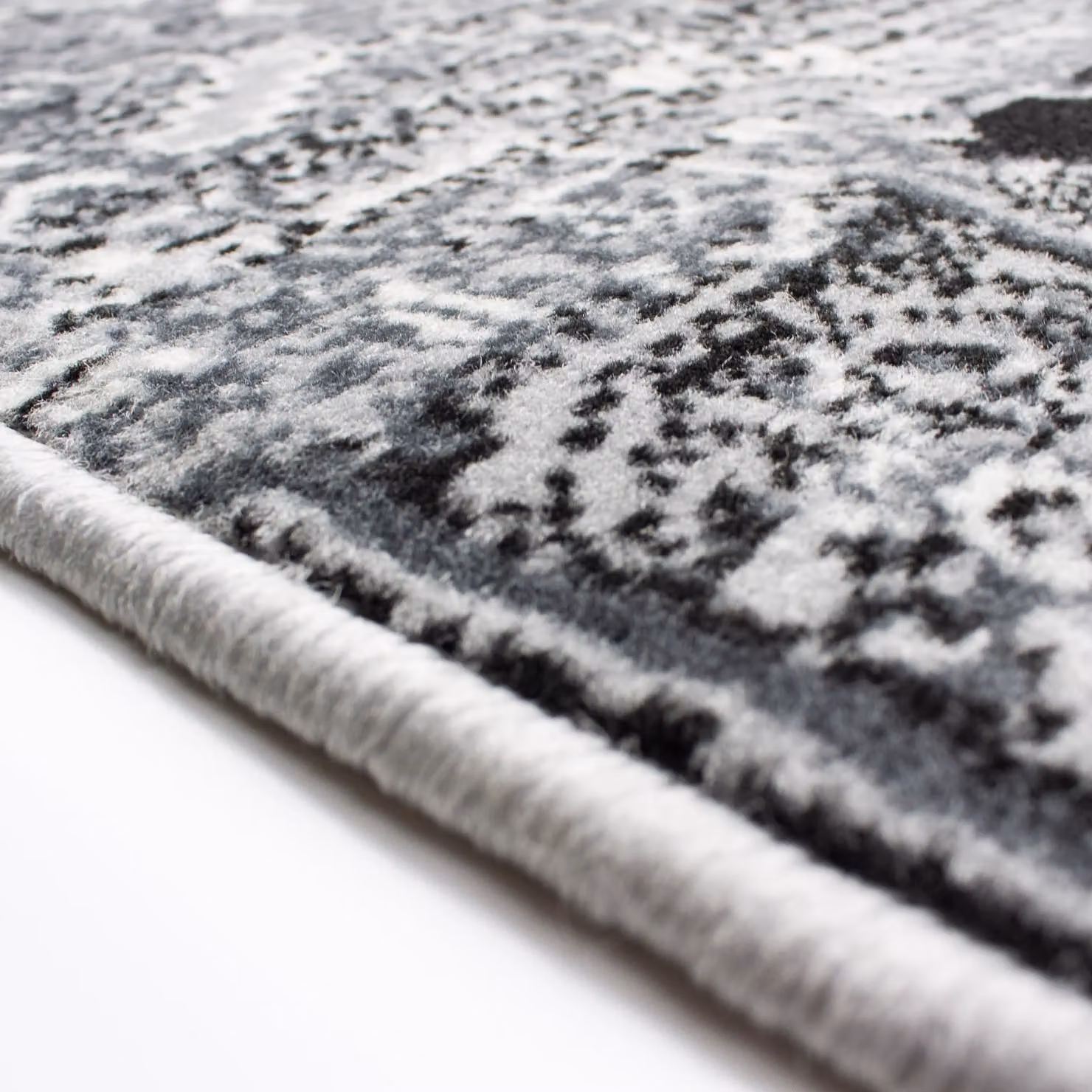 Kukoon Black and Grey Monochrome Traditional Patchwork Living Area Rug, W: 60 cm, L: 240 cm – 3