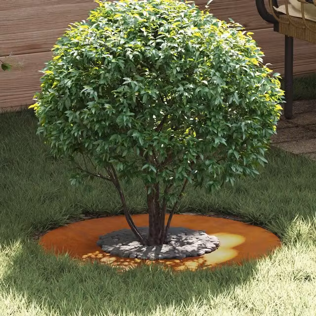 Berkfield Home Large Corten Steel Planter Tub with Decorative Inlays in Brown