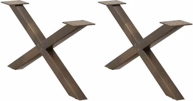 Berkfield Home X-Shaped Coffee Table Legs, 2 Pieces, Brown Steel, H: 70 cm, W: 30.5 cm, D: 30.5 cm – 1