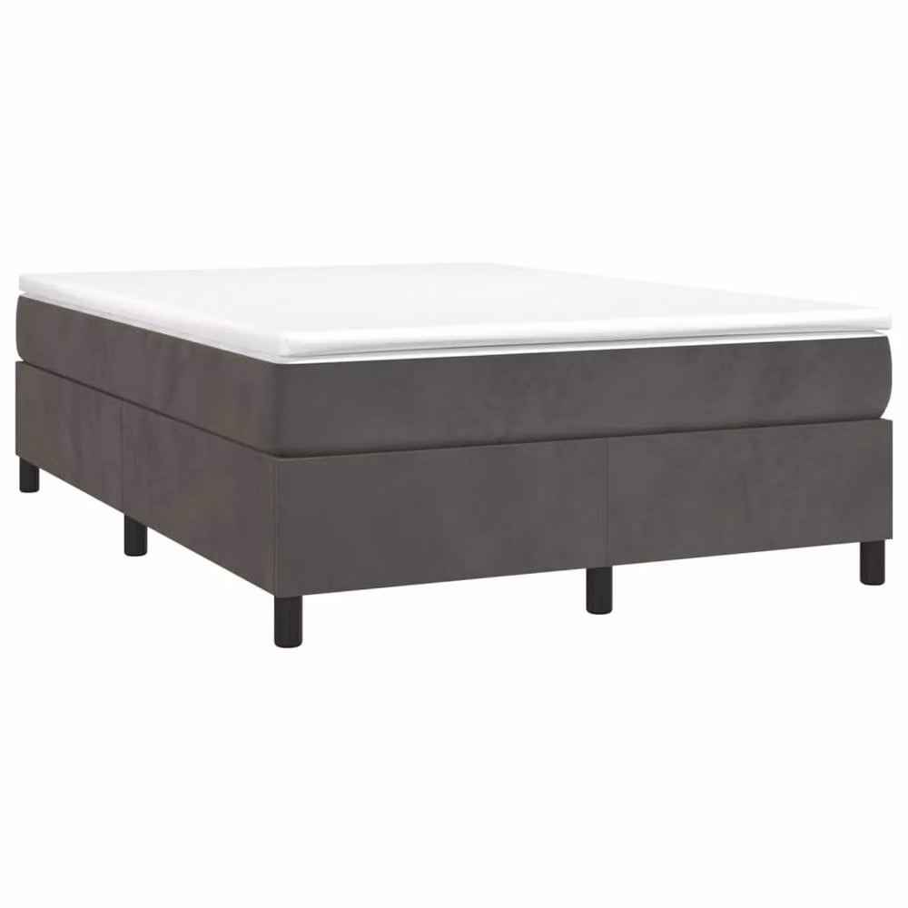 Berkfield Home Upholstered Velvet Box Spring Bed Frame, Grey, W: 135 cm x D: 190 cm – 3