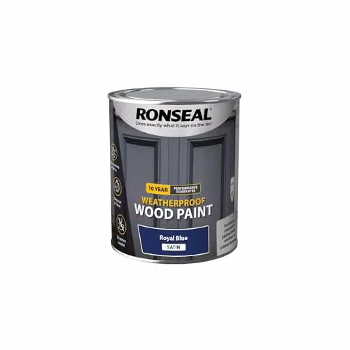 Ronseal Weatherproof Opaque Wood Paint Blue Satin 0.75 l