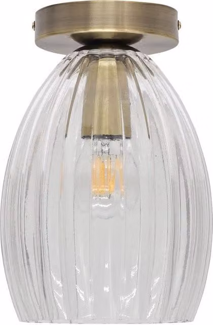 First Choice Lighting Birch Clear Glass and Antique Brass Ceiling Light Fitting – 1