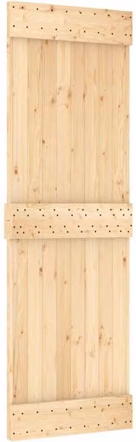 Berkfield Home Sliding Door with Hardware Set, Solid Wood and Steel, W: 70 cm, H: 210 cm