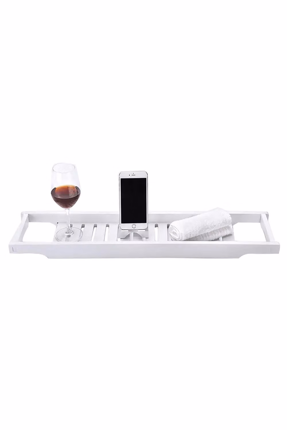 Living and Home Bamboo Bath Tray Bathtub Caddy in White – 3