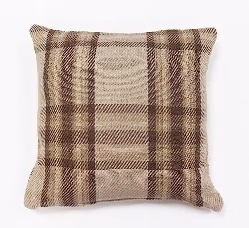 Rapport Home Highland Check Square Cotton Cushion Cover in Beige, W/D/H: 43 x 43 x 43 cm – 1