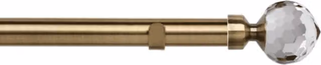 New Edge Blinds Gold 28mm Fixed Length Metal Eyelet Curtain Pole Set with Bella Finial
