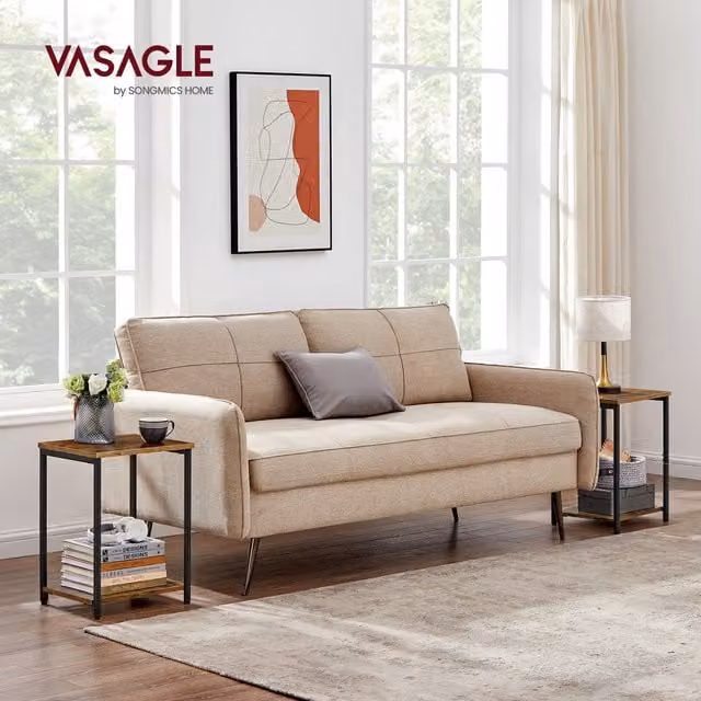 VASAGLE Industrial Side Table with Storage Shelf, Bronze and Black, W: 50.0 cm, D: 30.0 cm, H: 38.5 cm
