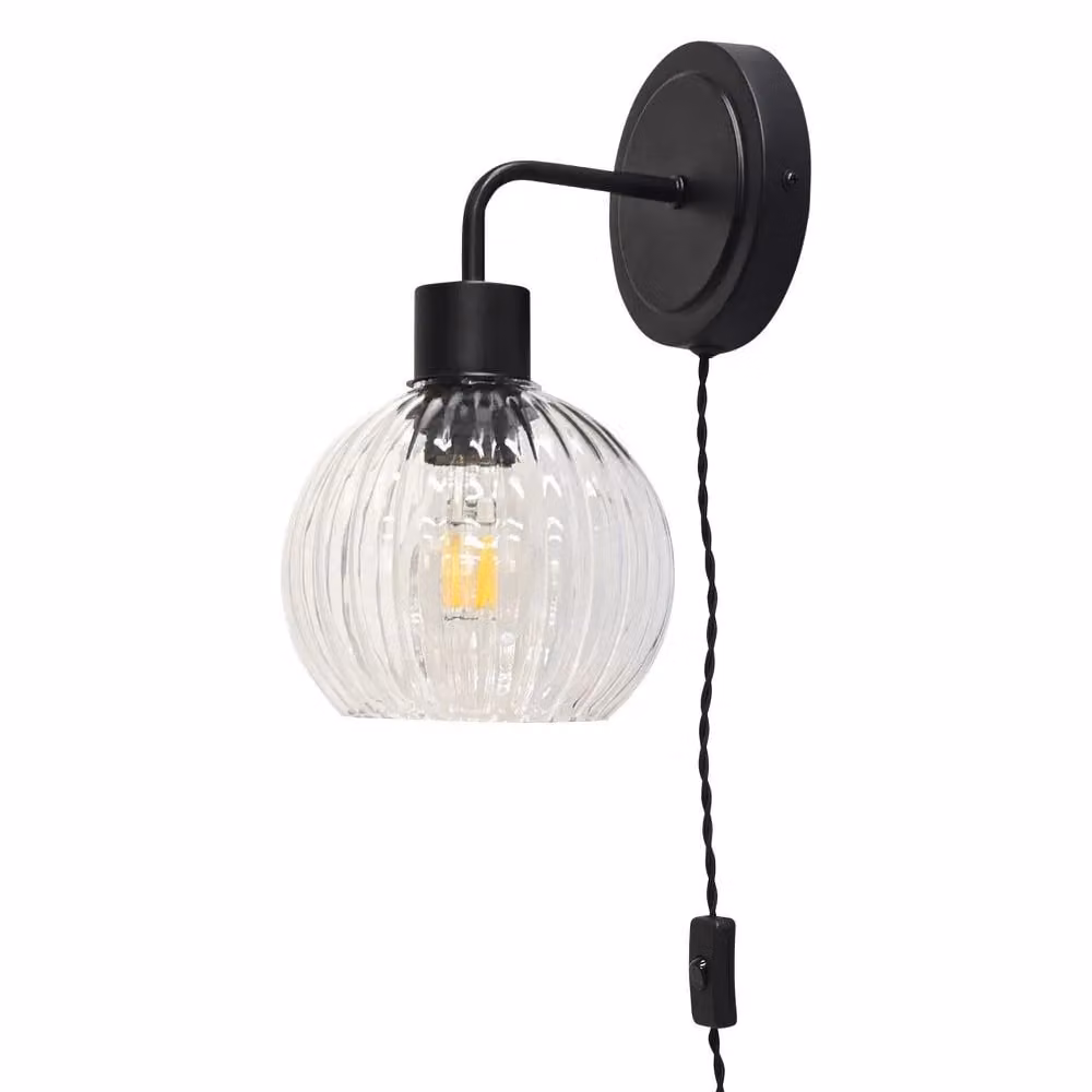 First Choice Lighting Toby Black Plug in Wall Light Fitting with Cord – 1