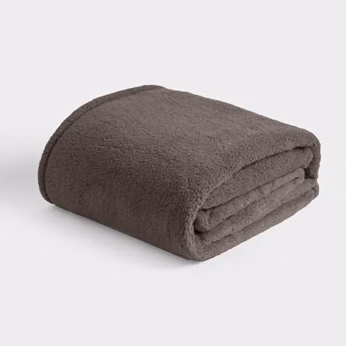 OHS Grey Teddy Fleece Throw Blanket, W/D/H: 200 x 240 cm