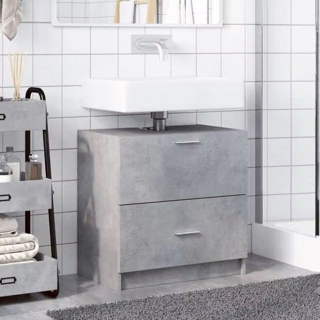 Berkfield Home Freestanding Bathroom Sink Cabinet in Matt Grey, W/D/H: 59 x 37 x 59 cm – 1