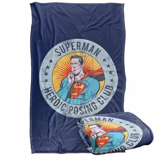 Warner Bros. Superman Heroic Posing Club Silky Touch Super Soft Fleece Throw Blanket, Multicolour, W: 91.44 cm, L: 147 cm – 1