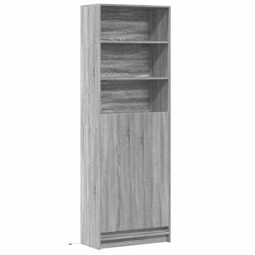 vidaXL Highboard with Integrated LED in Grey Sonoma, W/D/H: 69 x 32.5 x 200 cm