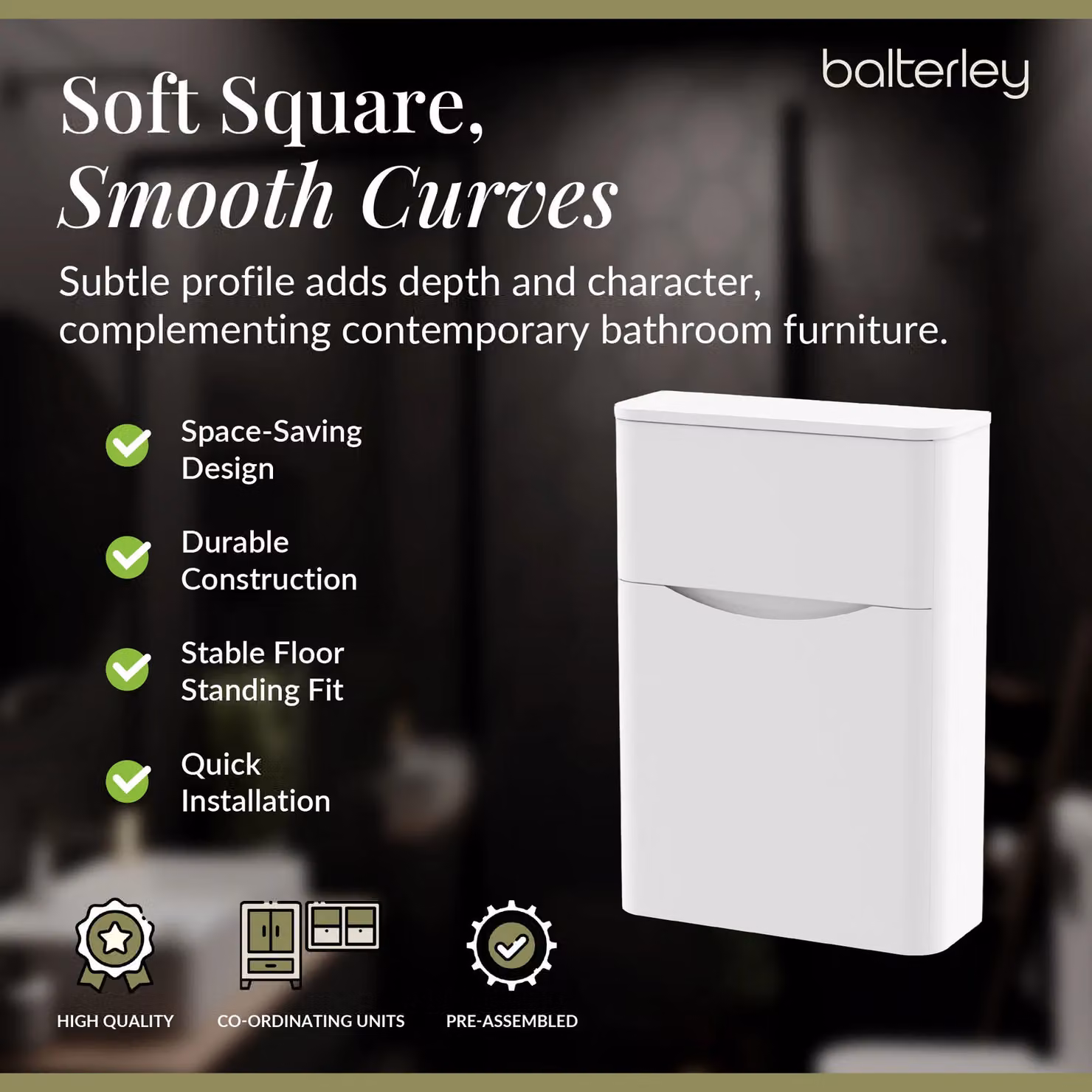 Balterley White Floor Standing Concealed Cistern Toilet Unit with Hinged Doors, Width: 55 cm – 4