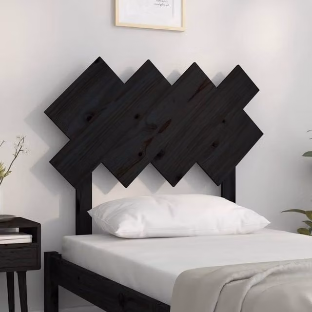 Berkfield Home Beautiful Black Solid Pine Wood Bed Headboard, W: 92 cm, D: 3 cm, H: 81 cm
