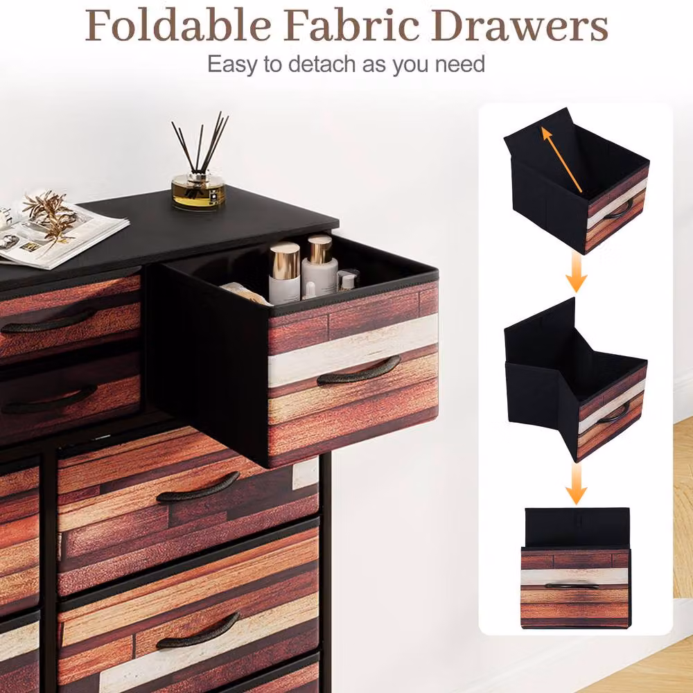 Costway 14-Drawer Storage Chest Dresser with Fabric Drawers in Brown – 6
