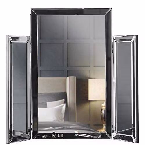 IceCreamLiving Paloma Grey Desktop Tri-Fold Bevelled Design Vanity Mirror – 1