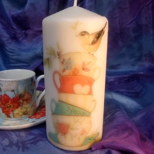 Viki Pillar Candle Tea Time 1 in White