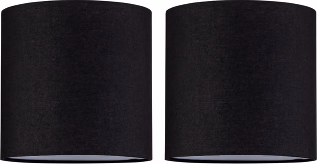 First Choice Lighting Set of 2 Valetta Easy Fit Fabric Pendant Shades in Textured Black Cotton