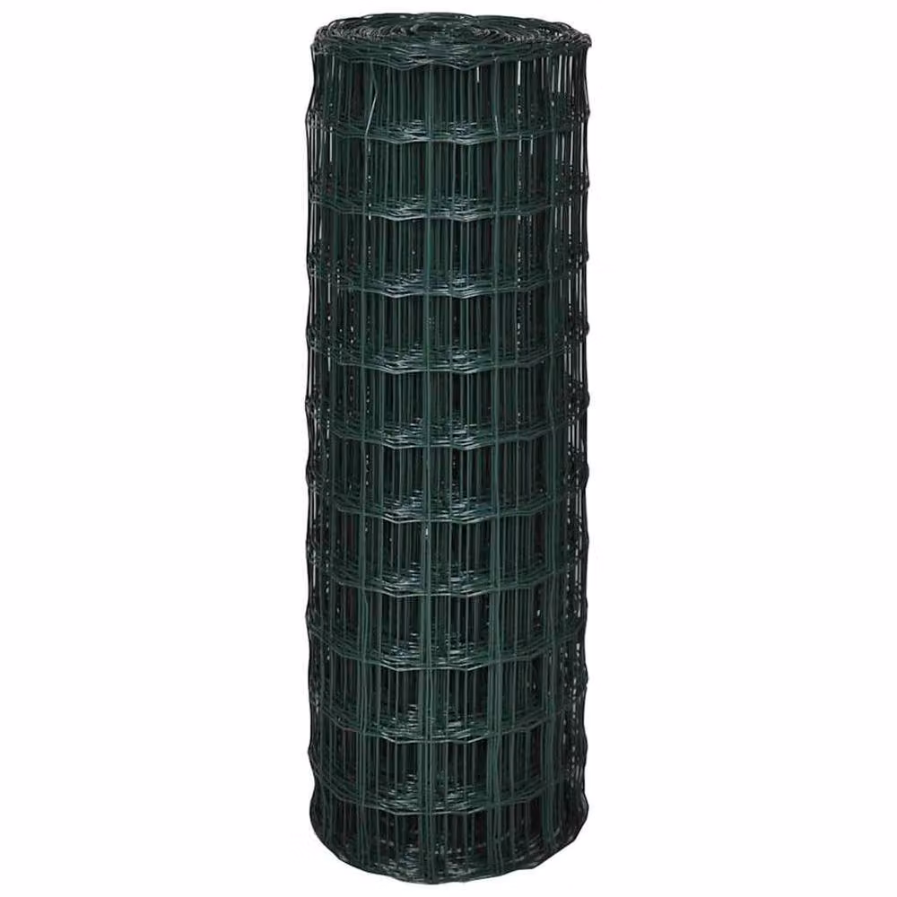 Berkfield Home Euro Fence PVC-Coated Steel Fencing, Green, W: 25 m, H: 1.8 m – 3