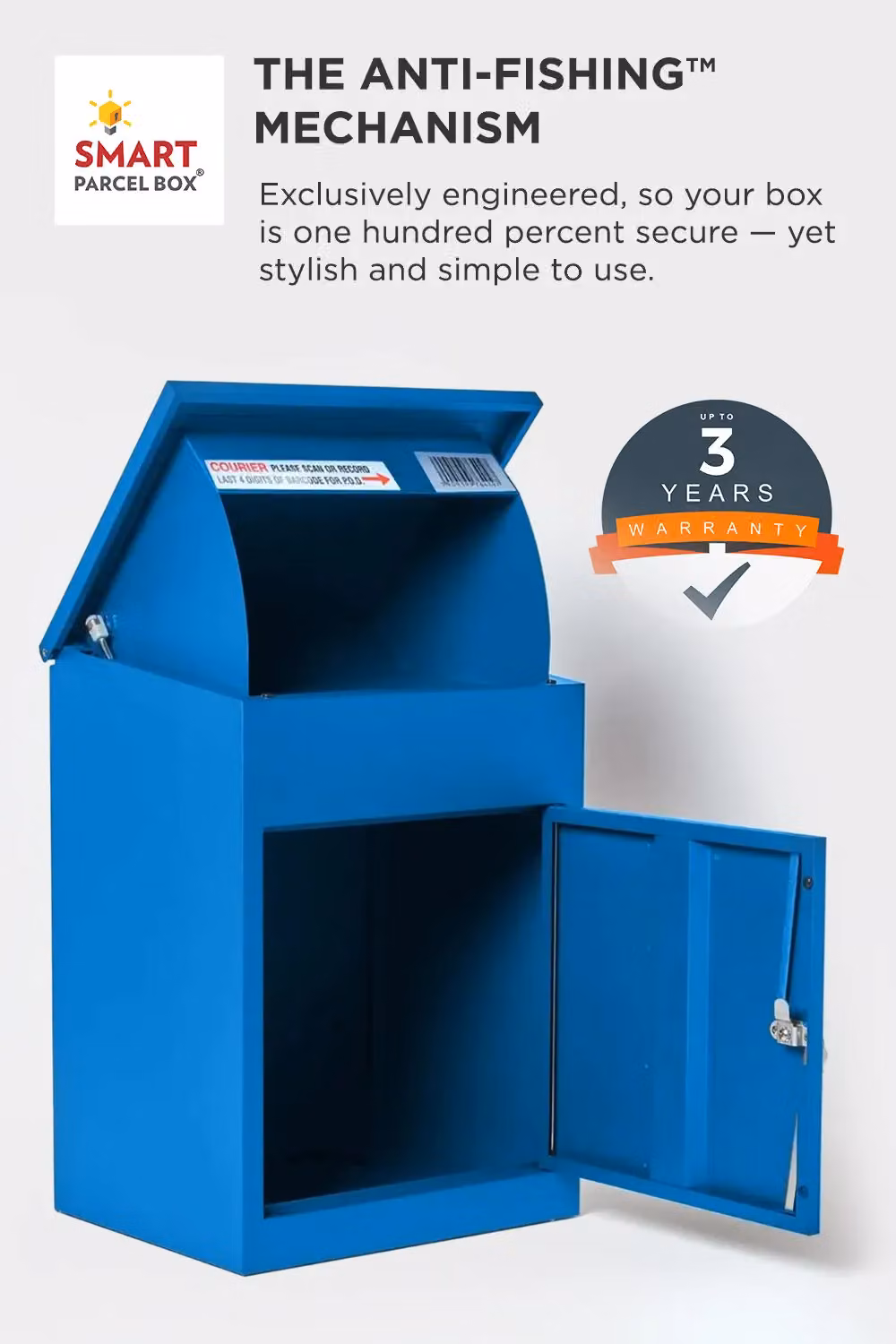 Homescapes Smart Parcel Box Medium Front Access Secure Delivery Box in Blue – 3