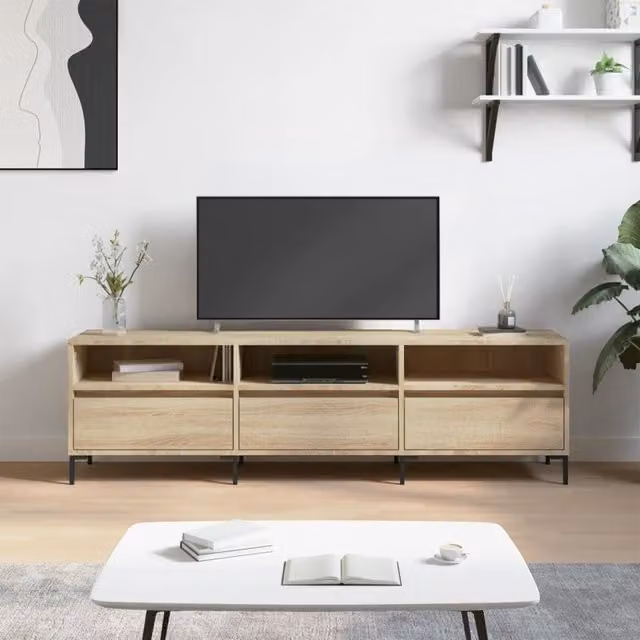 Berkfield Home TV Cabinet in Sonoma Oak Brown, W: 150 cm, D: 30 cm, H: 44.5 cm – 1