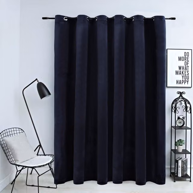 Berkfield Home Blackout Velvet Curtain with Eyelets, Black, W: 290 cm, H: 245 cm