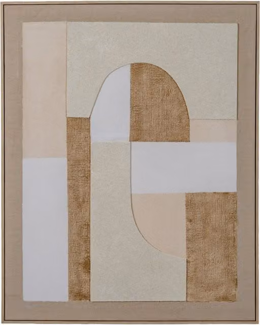 KDMK Abstract Geometric Canvas Wall Art in Brown and Beige Rectangular Frame